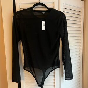 Black Sheer Long Sleeve Bodysuit
